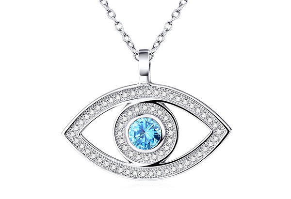 hamsa blue white pendant